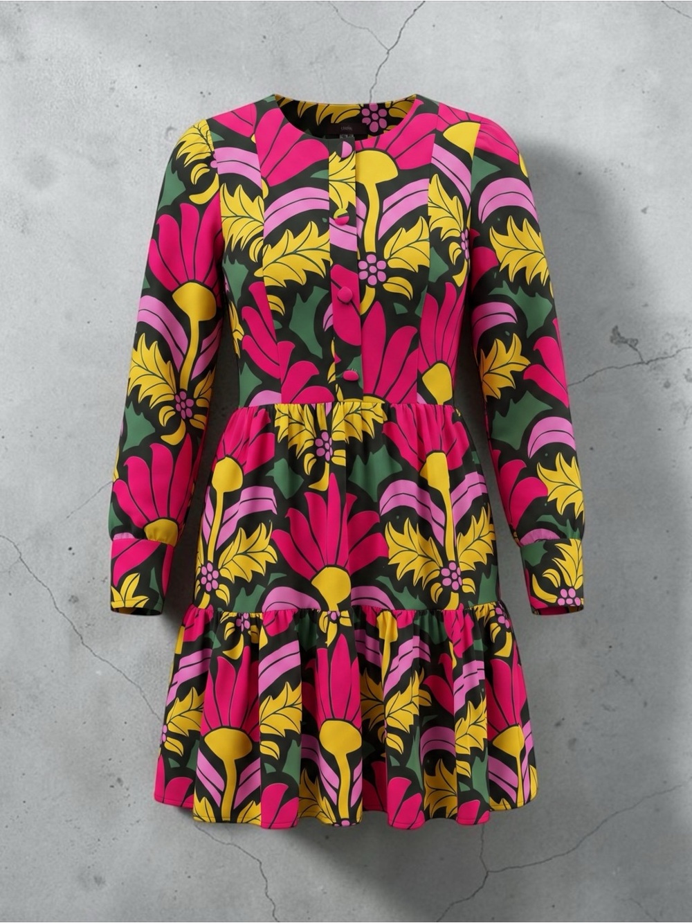 J. Crew Floral Midi Dress in Pink, Yellow & Green